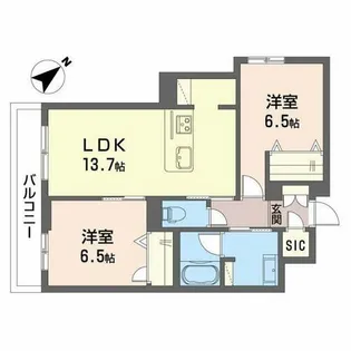 大阪府高石市高師浜1丁目【マンション】の間取り