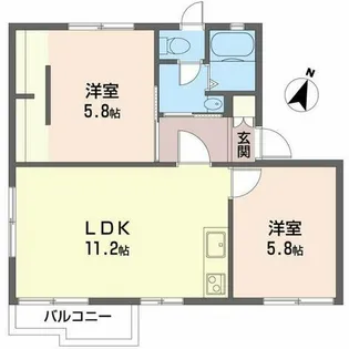 英賀保ハイツ【3202号室】の間取り