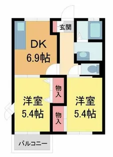 サカセ川ハイツB【2階】の間取り