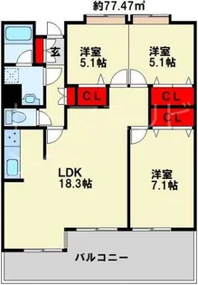 フリーリー守恒【302号室】の間取り