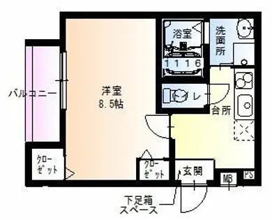 フジパレス南田辺【1階】の間取り