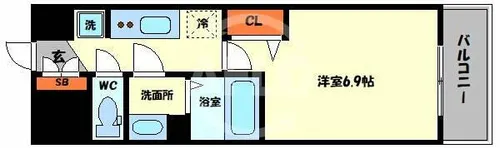 アドバンス大阪ベイココナ【9階】の間取り