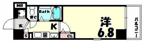 エステムコート新神戸エリタージュ【8階】の間取り