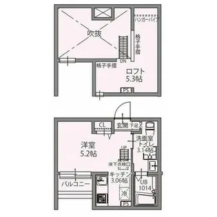 パレッタ小本WEST【104号室】の間取り