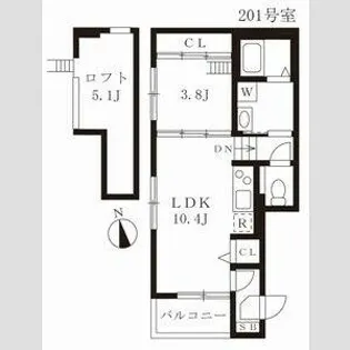 グレーススクエア【201号室】の間取り