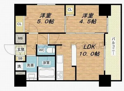 プレサンスタワー難波WEST【17階】の間取り