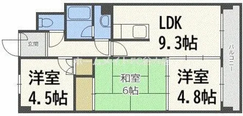 アーデンコート西長堀【3階】の間取り
