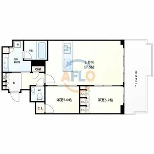 プラウド大阪城【8階】の間取り