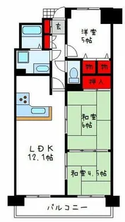 ファミールハイツ八尾B棟【12階】の間取り