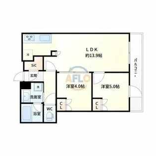 Brillia Tower箕面船場 THE TOP OF THE HI【5階】の間取り