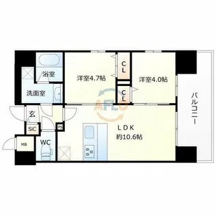 スプランディッド玉造DUE【10階】の間取り