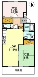 サンパセオ山水 Ⅱ棟【1階】の間取り