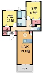 リラサーレ西宮えびす前【103号室】の間取り