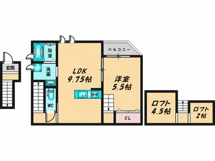 ワン・プレイス近大前【2階】の間取り