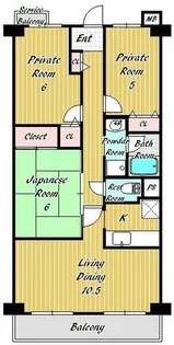 エイチ・ツー・オー河内長野Ⅱ【1階】の間取り