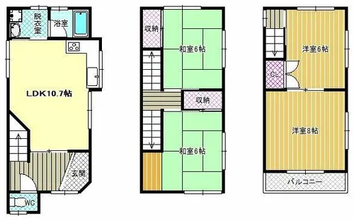 大阪府藤井寺市津堂1丁目【一戸建】の間取り