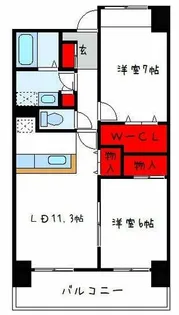 メルヴェイユー山本【6階】の間取り