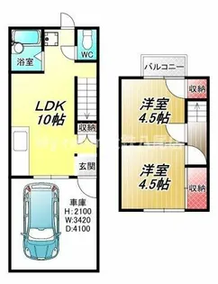 大阪府八尾市松山町1丁目【テラスハウス】の間取り