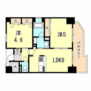 エステムコート神戸ハーバーランド前5アクア【14階】の間取り