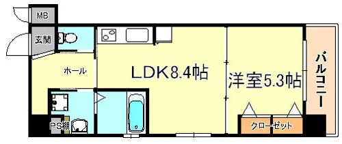 プリオーレ三宮【8階】の間取り