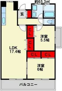 クラシオン木町 25棟【304号室】の間取り