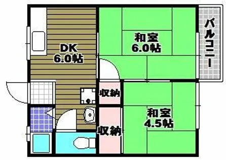 ブルースカイハイツA棟【2階】の間取り