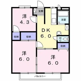 サンシティ小野田 B【2階】の間取り