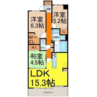 レジディア泉【3階】の間取り