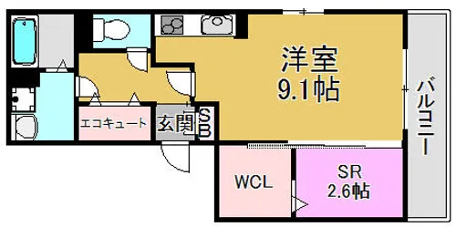 ボヌールフルール【3階】の間取り