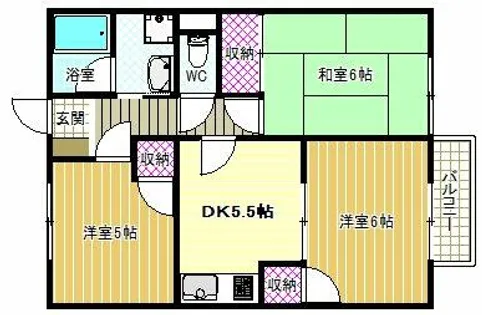 サンハイツ錦織【1階】の間取り