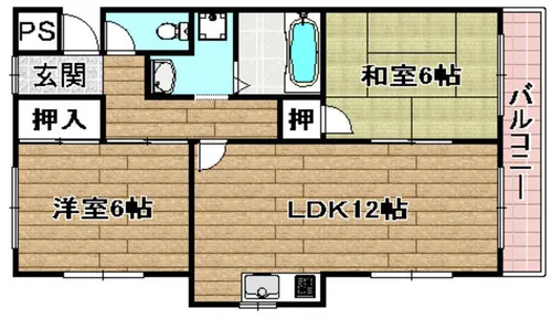 2LDKの間取り画像