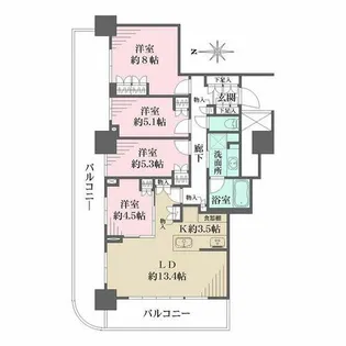 プラウドタワー名古屋栄【21階】の間取り