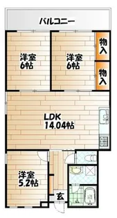 サンシティ三萩野【107号室】の間取り