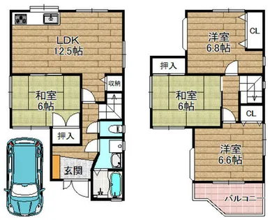 京都府長岡京市久貝2丁目【一戸建】の間取り