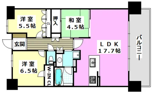 ライオンズ茨木ニューシティB街区【407号室】の間取り