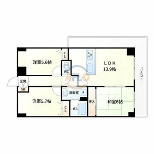 ル・アン緑地【3階】の間取り