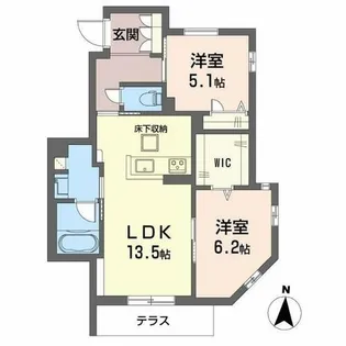 シャーメゾンエムエイチ曽根東【1階】の間取り