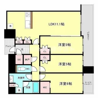 シエリアタワー中之島【35階】の間取り