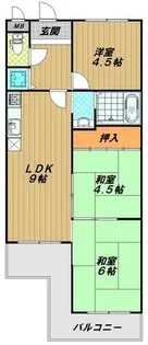 ときわ西山ハイツ【1階】の間取り