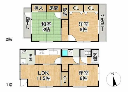 京都府京都市北区大宮玄琢北町【一戸建】の間取り
