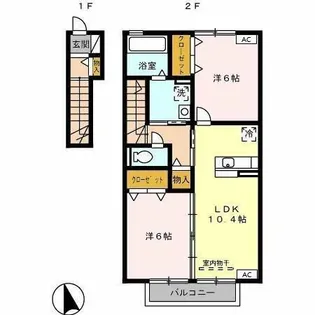 グランディール B【203号室】の間取り