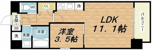 プレサンス堺筋本町エグゼブラン【6階】の間取り