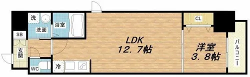 ラクラス堺筋本町【14階】の間取り