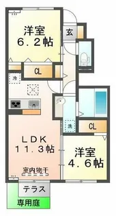 リヴェールコート名谷【1階】の間取り