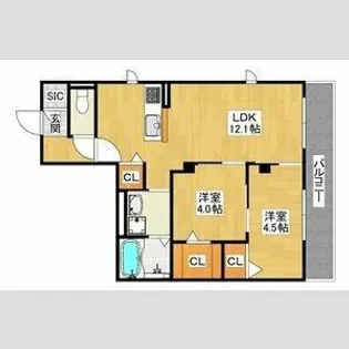 ハイムメゾン長居公園通【2階】の間取り