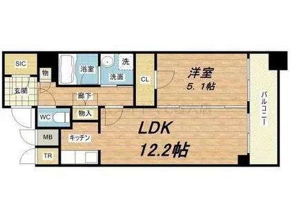 カスタリア堺筋本町【14階】の間取り
