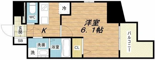 エスリード難波ザ・メゾン【2階】の間取り