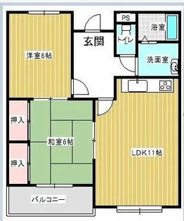 ヴァン・ドゥムール【2B号室】の間取り
