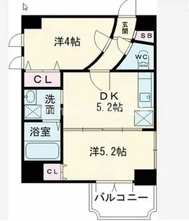 アリスマナーガーデン四天王寺【80A号室】の間取り