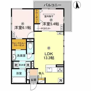 スプランデュール高井田【2階】の間取り